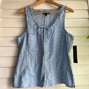 Ralph Lauren Blue Doily Sleeveless Top